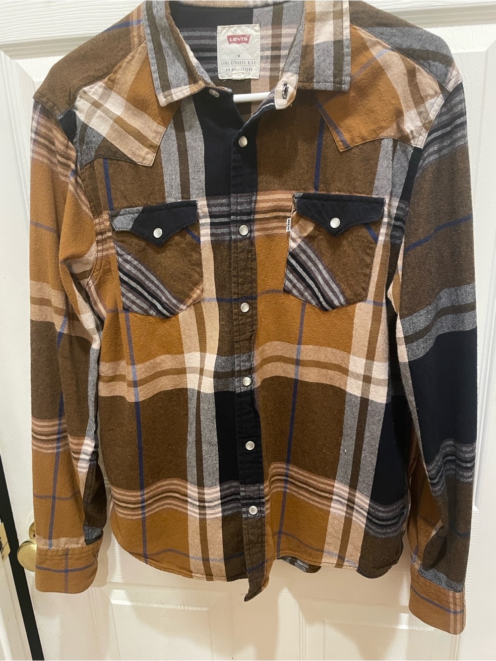 Classic western Levi's Mustard and Brown Plaid Western Shirt